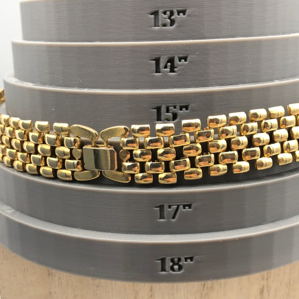 Gold Tone Panther Link Necklace 16 in Chunky 5-Row Metal Weave Bib Collar - Picture 7 of 7